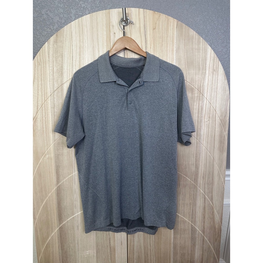 Lululemon Metal Vent‎ Tech Polo Shirt Mens XL Gray Short Sleeve Athletic